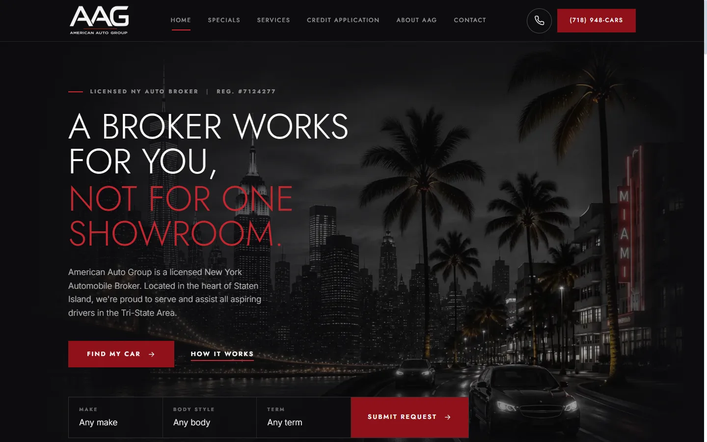 American Auto Group's public website, built and wired to their CRM